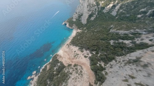 Cinematic FPV Drone Sardinia Beach Dive Cala Goloritze photo