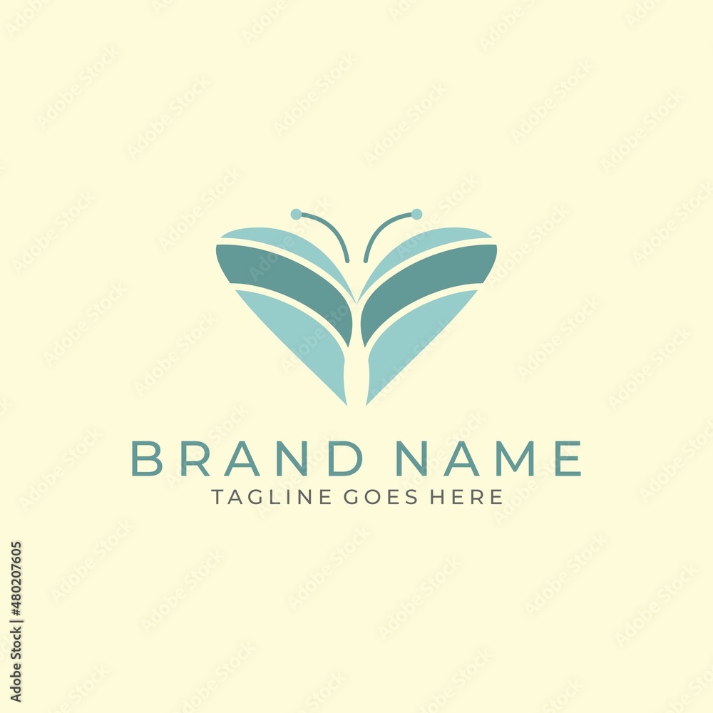 Butterfly and heart logo vector design template. Butterfly and heart logo vector design template.