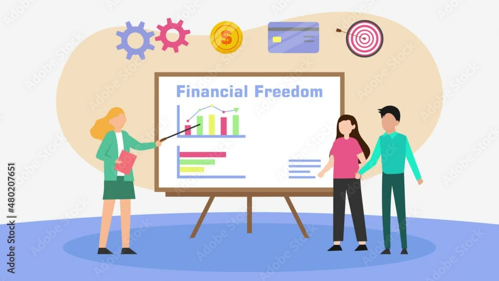 Businesswoman explaining about financial freedom
