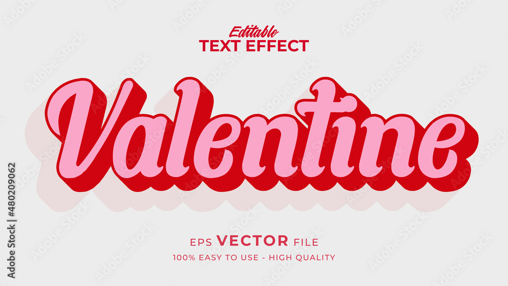 Editable text style effect - valentine text in style theme - obrazy, fototapety, plakaty 