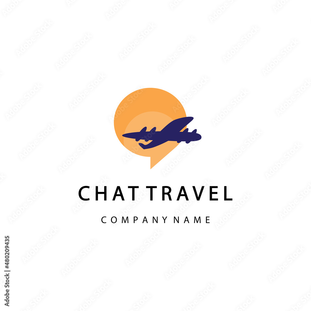 chat travel logo airplane illustration vector design