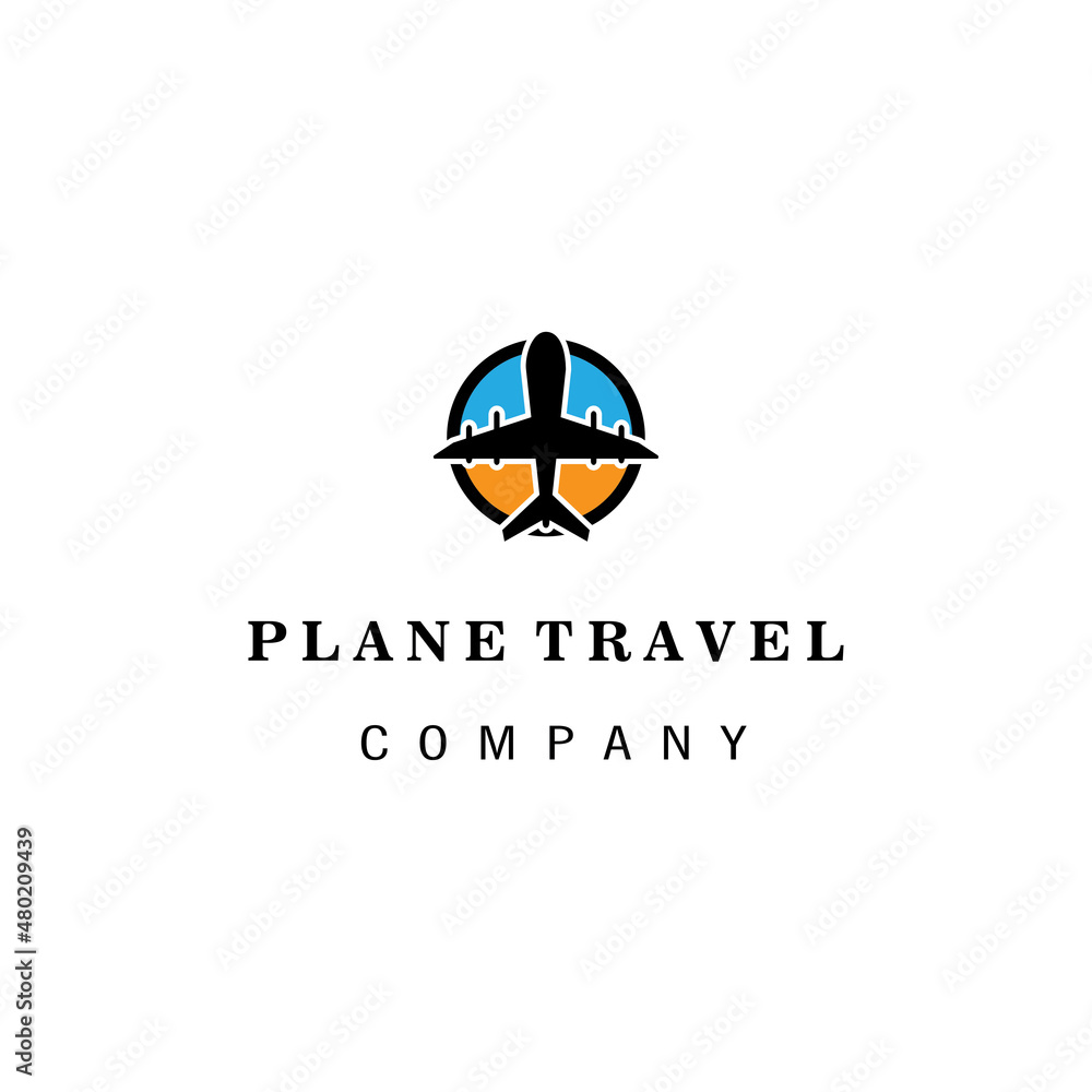 travel logo airplane illustration circle design vector