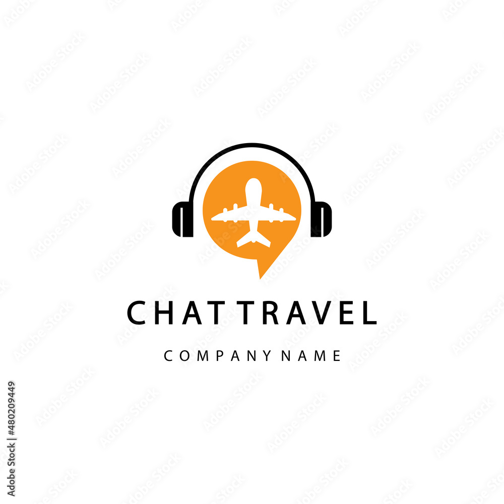 chat travel logo airplane illustration vector design chat travel logo airplane illustration vector design