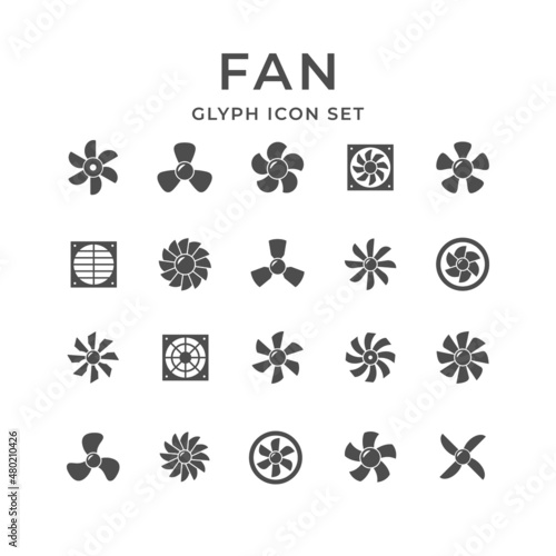 Set glyph icons of fan