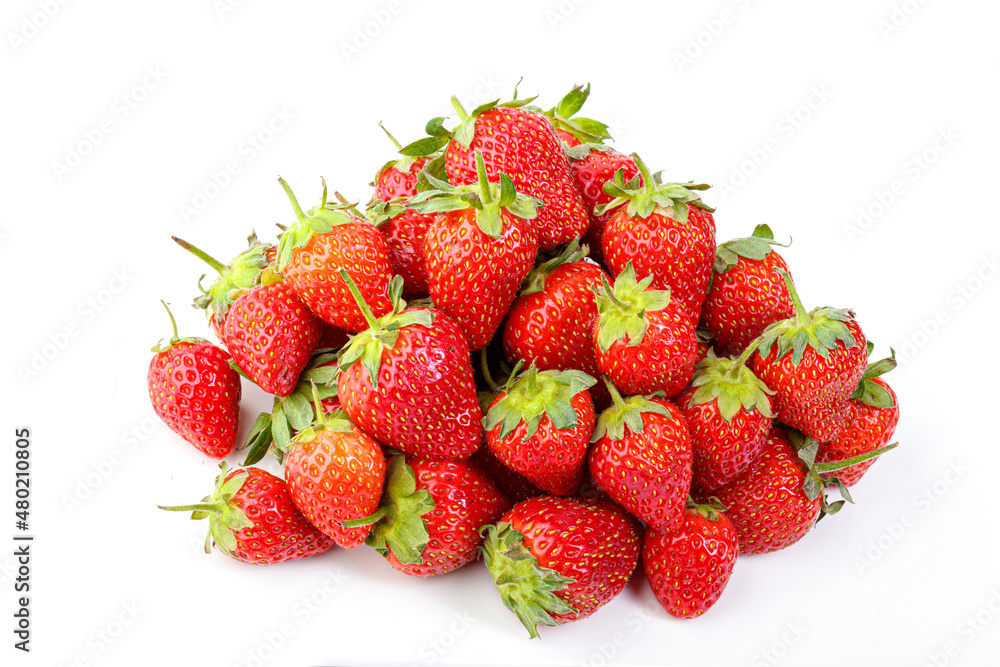 beautiful and ripe red strawberries on a white background beautiful and ripe red strawberries on a white background