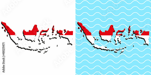 indonesia flag in 3d indonesia map