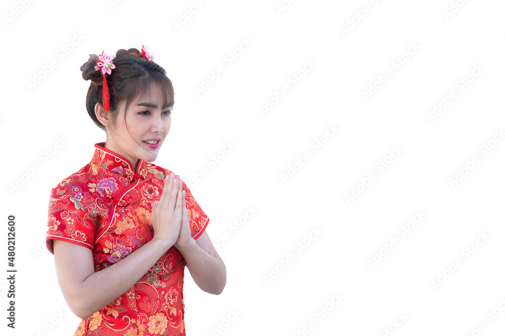 Portrait beautiful asian woman in Cheongsam dress on white background,Thailand people,Happy Chinese new year concept,Happy asian lady in chinese traditional dress Portrait beautiful asian woman in Cheongsam dress on white background,Thailand people,Happy Chinese new year concept,Happy asian lady in chinese traditional dress