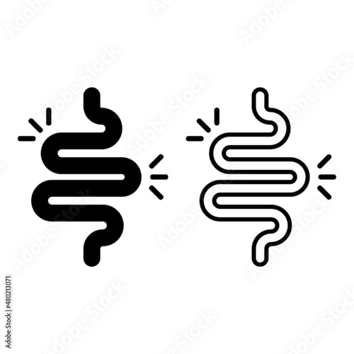 Intestines symbol icon vector. Intestinal tract. Problem with intestine tract. 