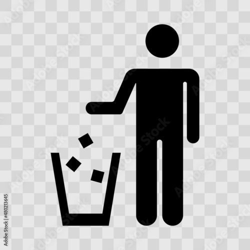 Tidy man icon vector. Keep clean symbol. Trash sign. Garbage icon.