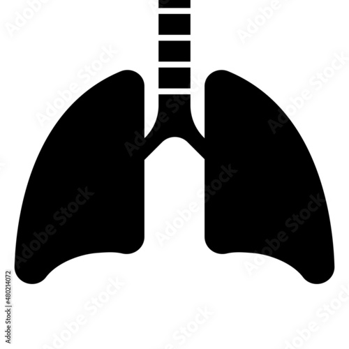 Human lung and trachea black icon. Medical logo. Healthy lungs. Vector icon.