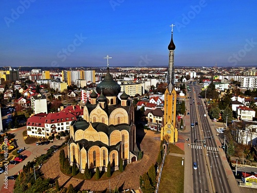 Białystok.View from the drone on the city of Bialystok.