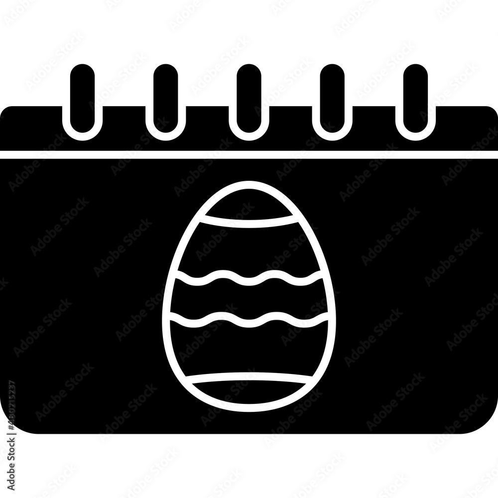 Calendar With Easter Egg Glyph Icon Vector Calendar With Easter Egg Glyph Icon Vector