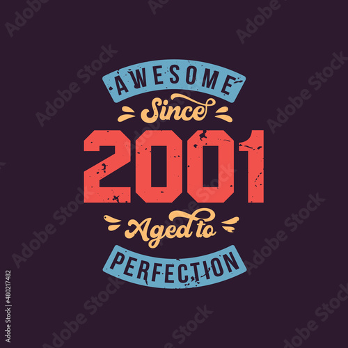 Awesome since 2001 Aged to Perfection. Awesome Birthday since 2001 Retro Vintage