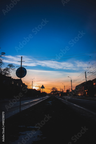 sunset over the city