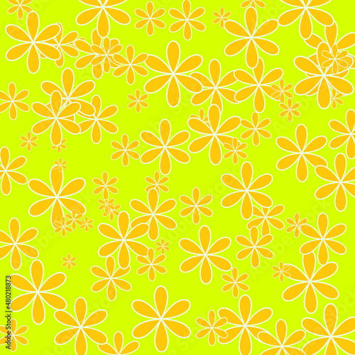 vector seamless floral background, yellow seamless pattern with flowers. © Nature Clicks