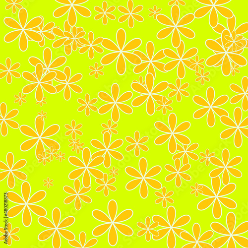 vector seamless floral background  yellow seamless pattern with flowers.