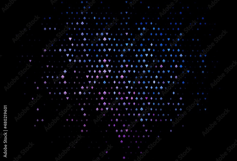 Dark blue, red vector template with poker symbols.
