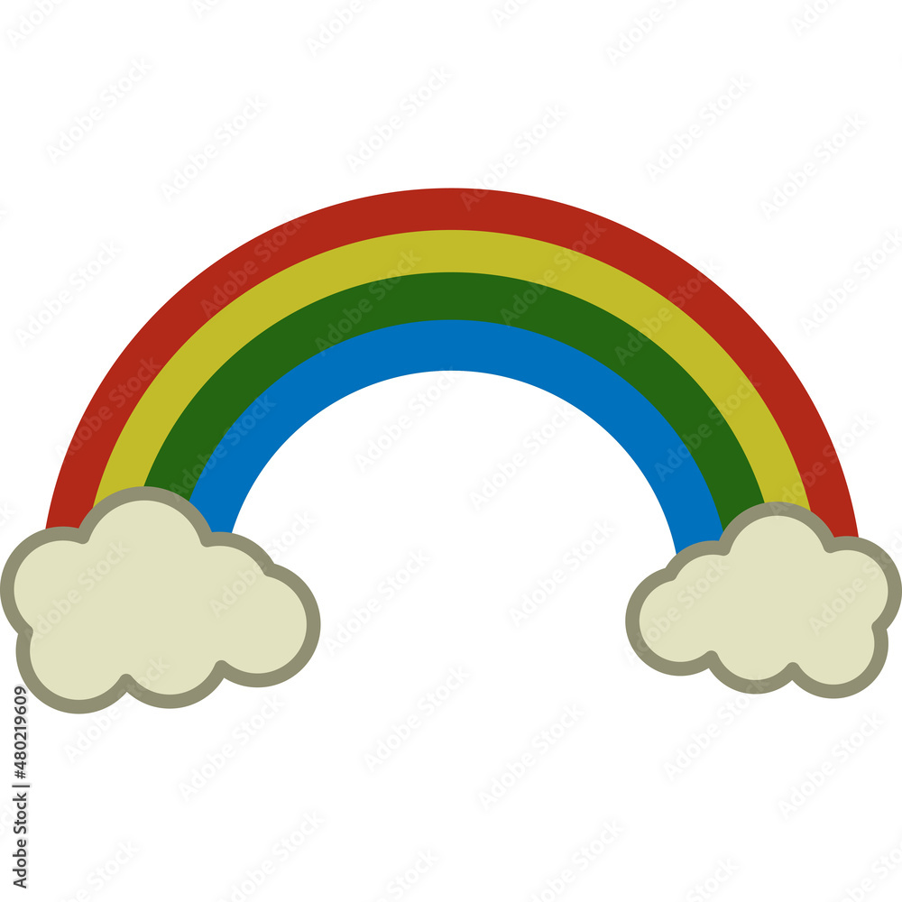 Rainbow Clouds Filled Outline Icon Vector