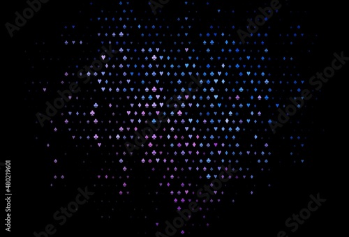 Dark blue, red vector template with poker symbols.