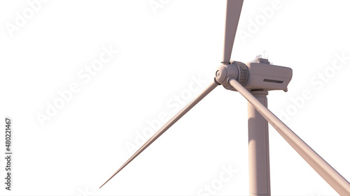 modern ecological windmill on white backdrop, isolated, not real design - industrial 3D rendering