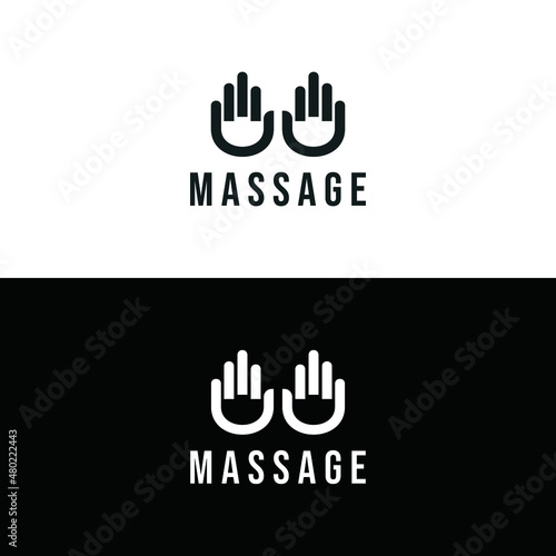 Simple massage logo with two hand isolated on white background