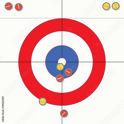 Tableau sur toile vector sport illustration of curling stones on ice