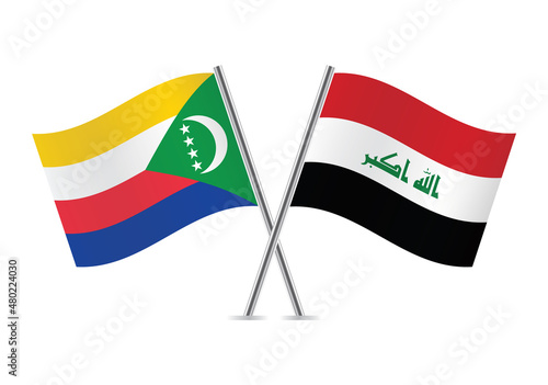 Free Download Comoros and Iraq flags. Comorian and Iraqi flags isolated on white background. Vector illustration. - GFXLoad