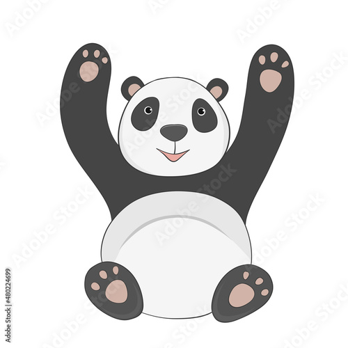 Fototapeta Naklejka Na Ścianę i Meble -  Funny smiling panda cartoon style hand drawn