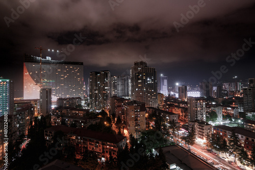 Wallpaper Mural Night city panorama. Skyscrapers. Urbanism. Night Batumi. Torontodigital.ca