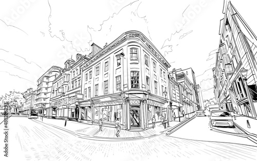 Birmingham. England. United Kingdom. Europe. Hand drawn sketch. Vector illustration.