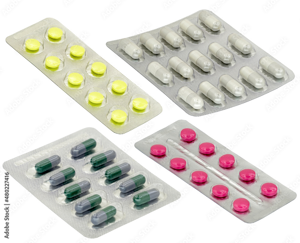 Packs of pills isolated on white Packs of pills isolated on white
