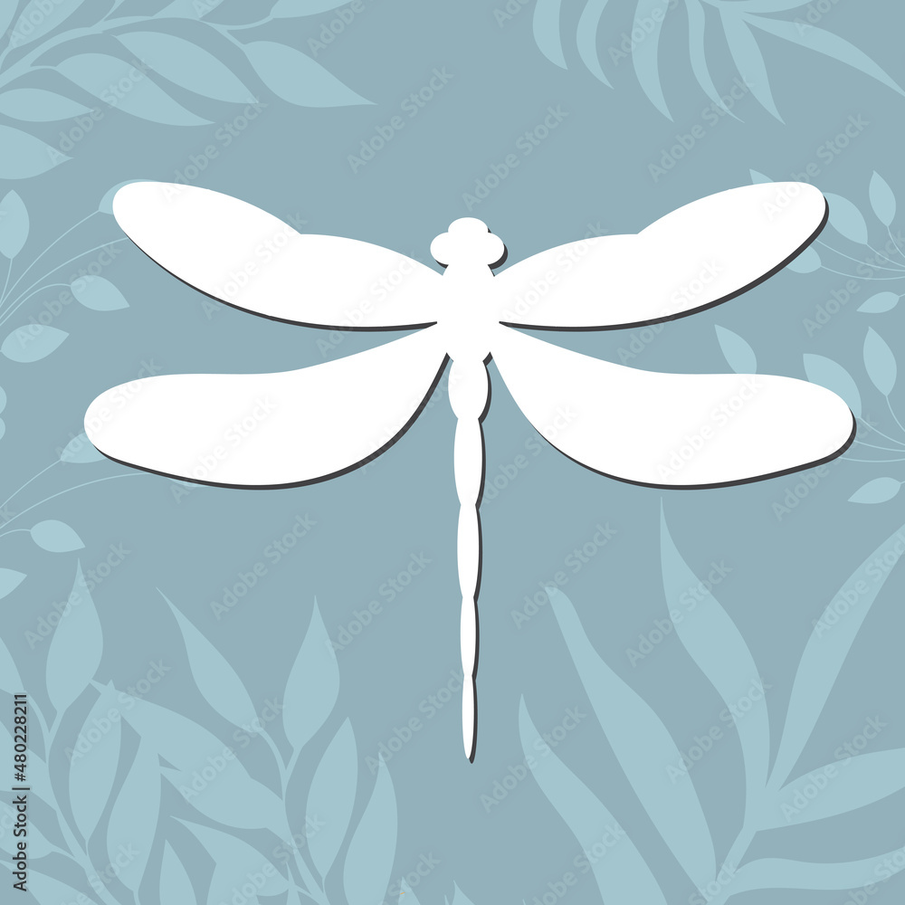 dragonfly white silhouette on abstract background, vector dragonfly white silhouette on abstract background, vector