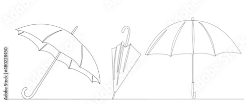 umbrellas sketch one line drawing,vector