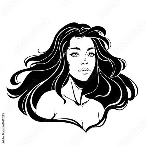 portrait of a beautiful girl with long hair