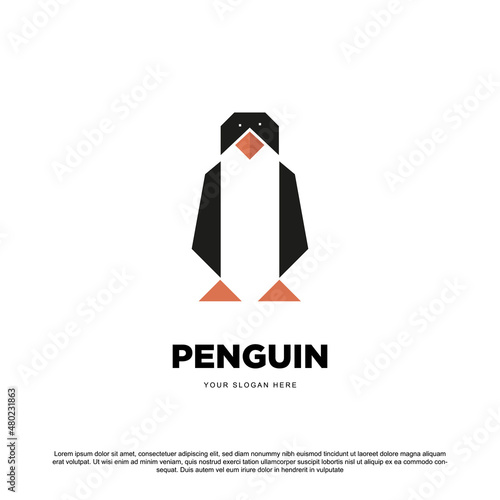 Modern origami penguin logo design vector. For your brand or business
