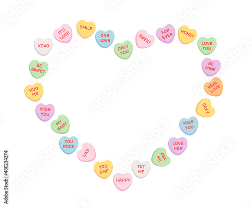 Colorful Hearts Candy frame for Valentines Day.