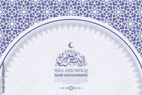 Isra Miraj Greeting Card Premium Vector