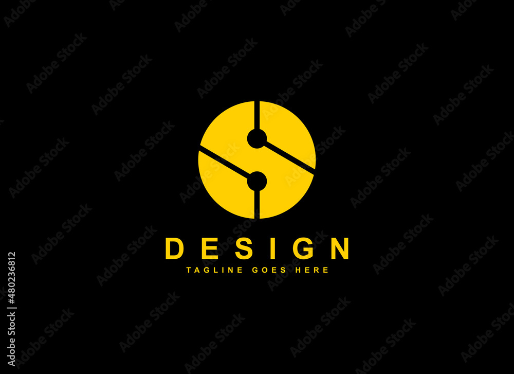 Abstract Initial Letter S Logo. Yellow Geometric Circle Shape isolated on Black Background. Usable for Business, Building and Technology Logos. Flat Vector Logo Design Template Element. Abstract Initial Letter S Logo. Yellow Geometric Circle Shape isolated on Black Background. Usable for Business, Building and Technology Logos. Flat Vector Logo Design Template Element.