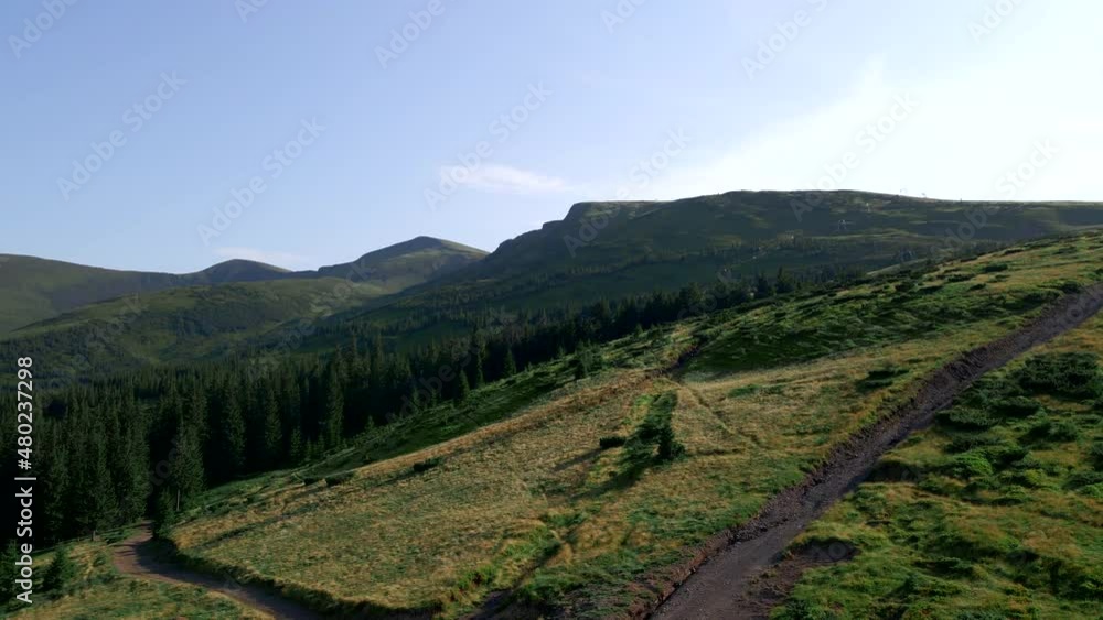 couple traveler on suv car enjoying view of carpathian mountains couple traveler on suv car enjoying view of carpathian mountains