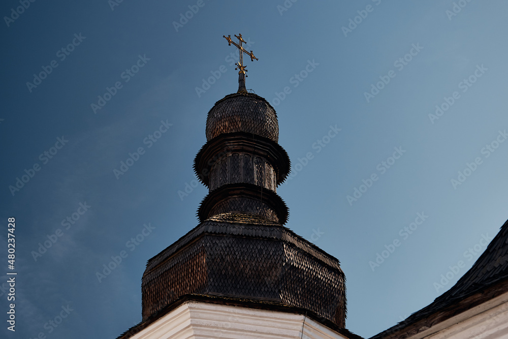 Wooden dome of St. Michael's Golden-Domed Monastery in Kyiv, Ukraine