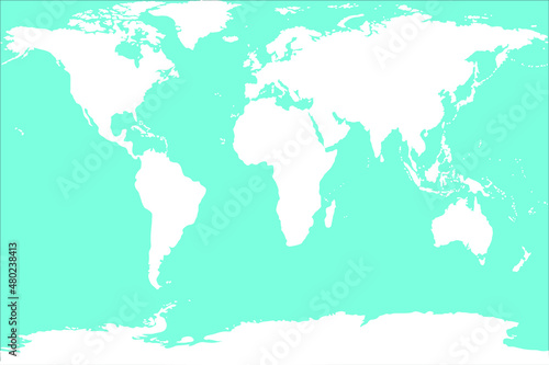 World map and Antarctica silhouette on blue background