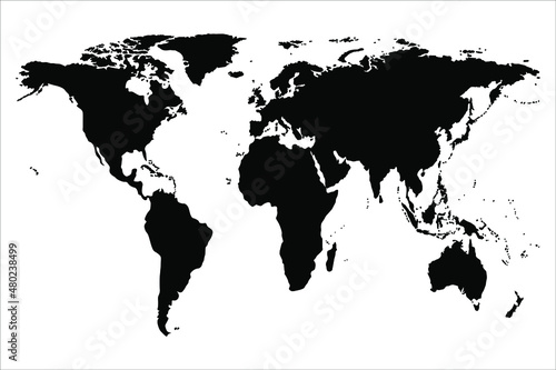 World map silhouette on white travel background