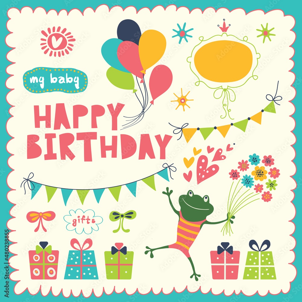 Happy Birthday. Set for your design. Happy Birthday. Set for your design.