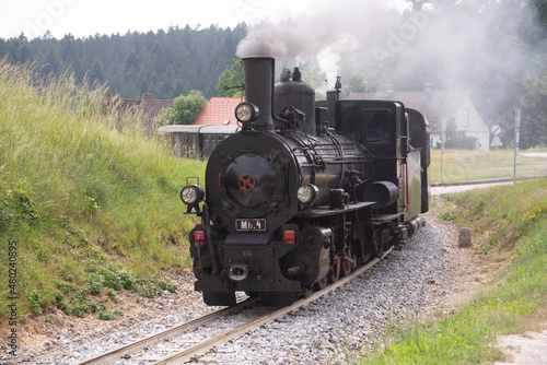 On a summer day a steam engine in Lower Austria steams into town.