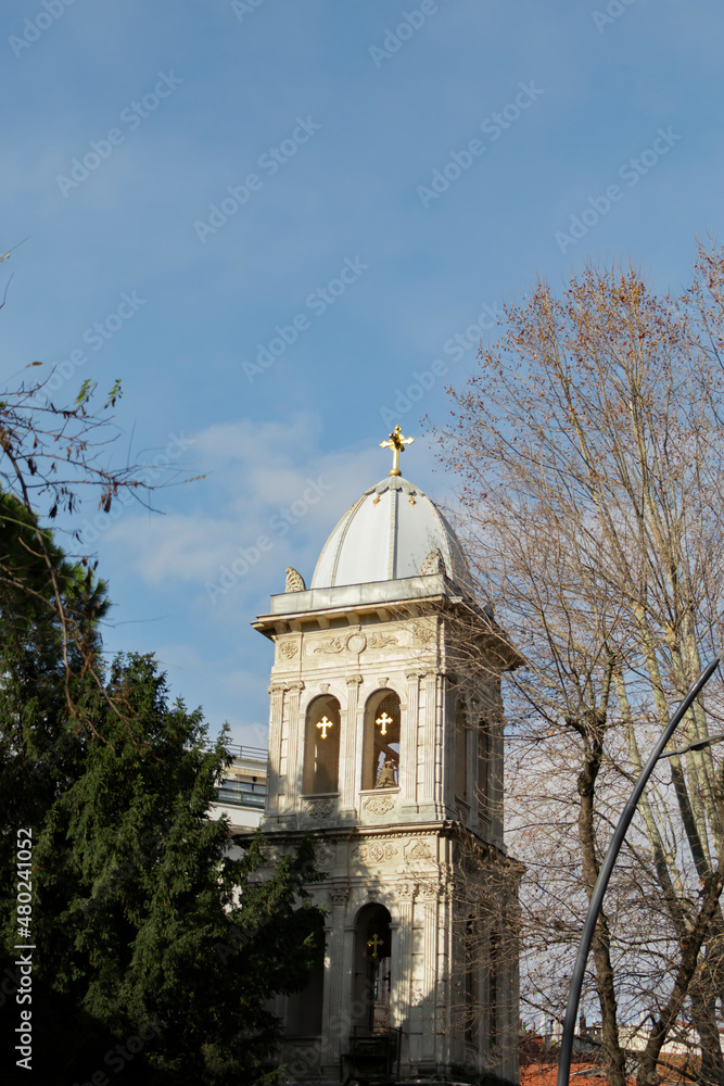 Agios Panteleimonas Greek Orthodox Church. It is a Greek Orthodox church dedicated to Saint Pantaleon. Designed by architect Nikola Ziko. 