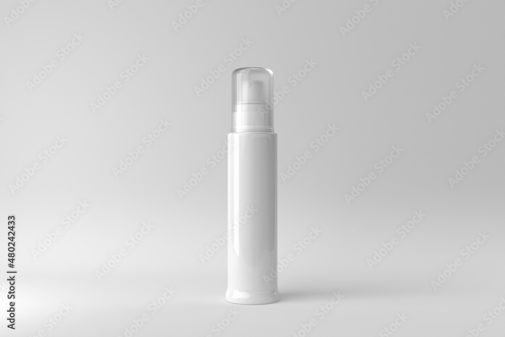 Cosmetic product display on a white background for skin care product presentation. 3D render. Cosmetic product display on a white background for skin care product presentation. 3D render.