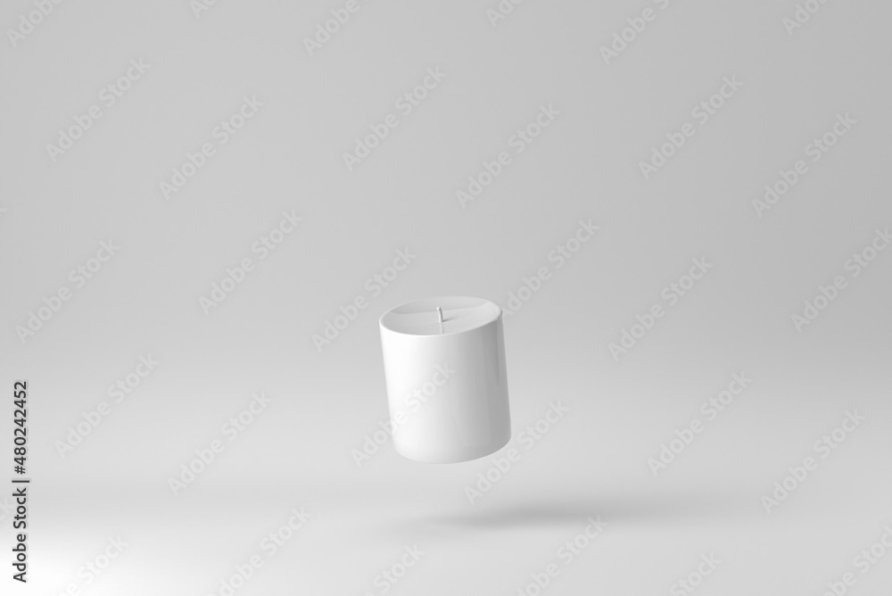 luxury lighting aromatic scent candle on white background to creat romantic and relax ambient. minimal concept. 3D render. luxury lighting aromatic scent candle on white background to creat romantic and relax ambient. minimal concept. 3D render.