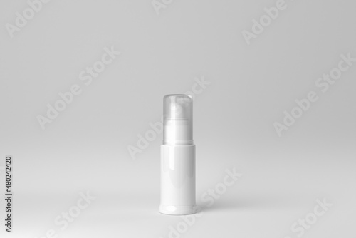 Cosmetic product display on a white background for skin care product presentation. 3D render.