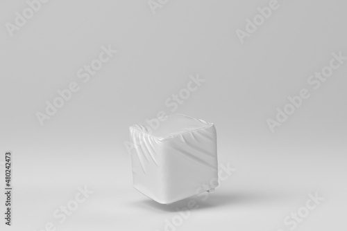 Cozy soft chairs on white background. minimal concept. 3D render.