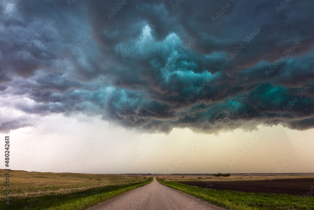 storm clouds over the road